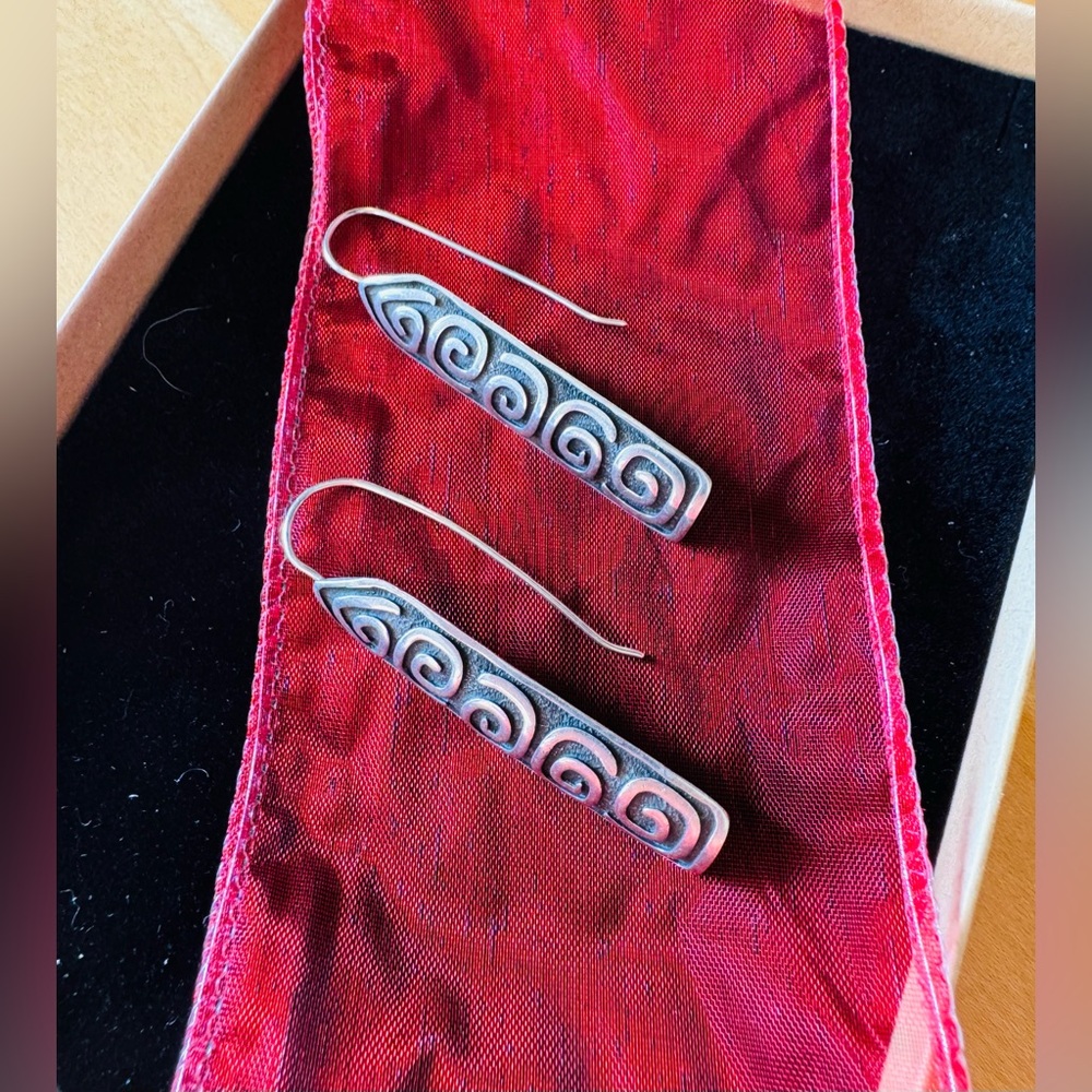 Native American Handcrafted Signed Silver Dangle … - image 3